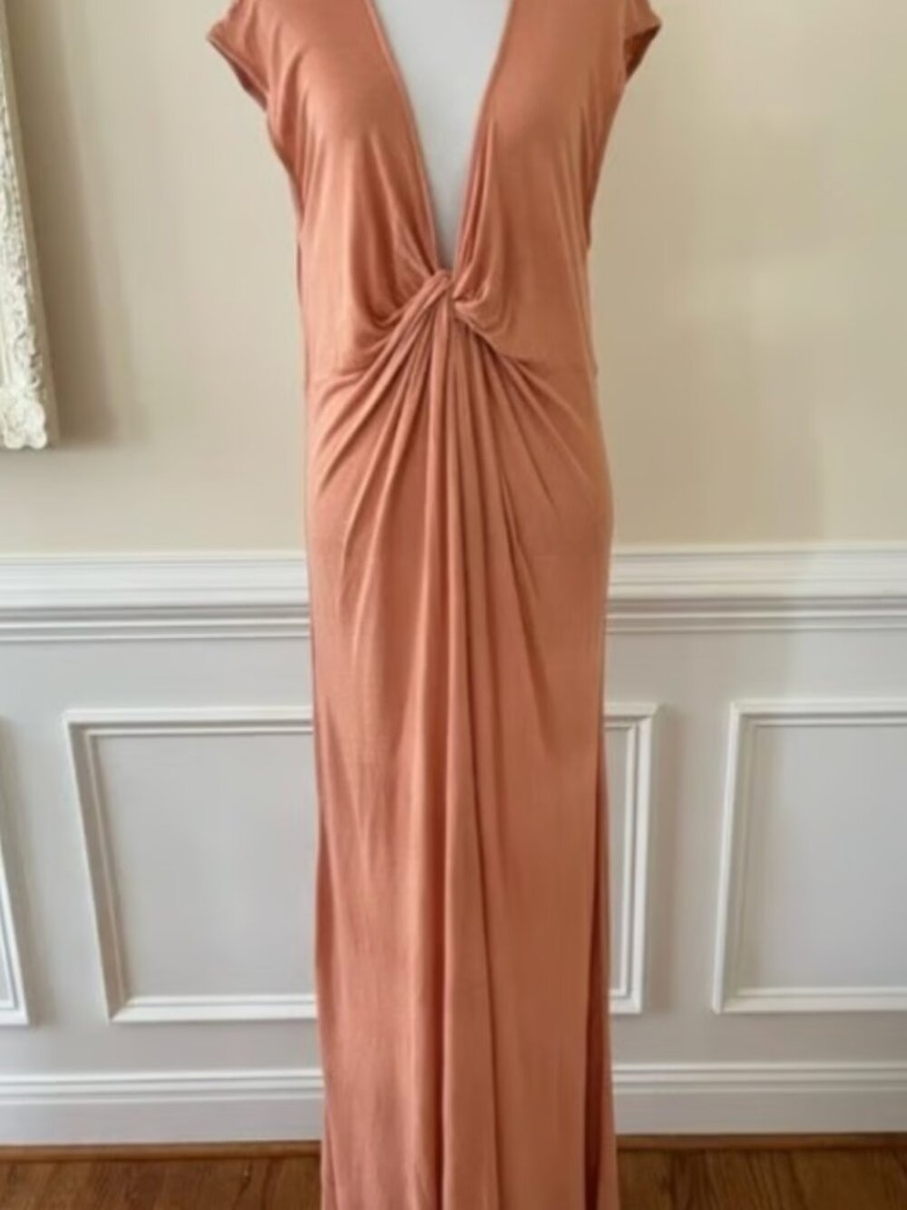 Free People FP Beach Marina Maxi Dress Small Orange V-Neck Boho - Picture 4 of 5